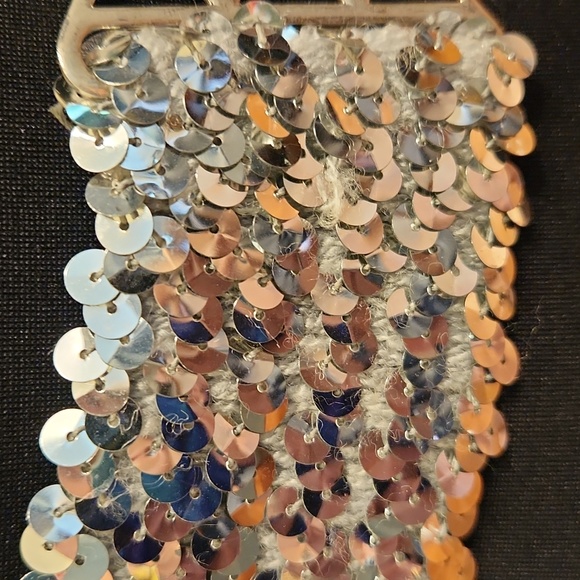 Vintage Silver Sequin Stretch Belt - Picture 4 of 7